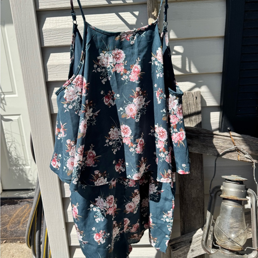 Rue21 Blue Floral summer romper outfit size large